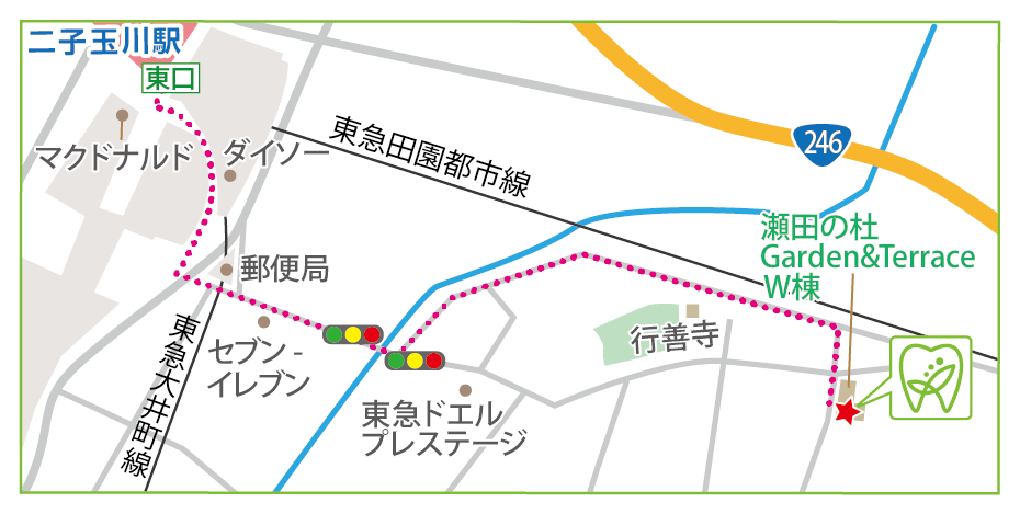 二子玉川駅からの地図